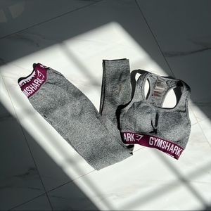 Gymshark Flex Leggings & Sports Bra - Charcoal/Deep Plum